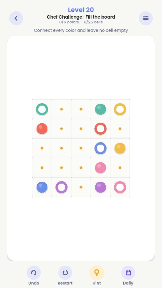 A Noodle Flow board with colorful matching dots